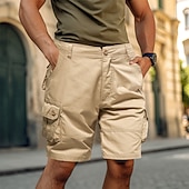 cheap Outdoor-Men's Cargo Shorts Shorts Bermuda shorts Pocket Plain Comfort Breathable Outdoor Daily Going out Casual Big and Tall Dark Brown Black