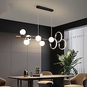 economico Design della linea-lampada a sospensione a led luce dell&#039;isola della cucina oro nero 9 luci lineari a testa illuminazione plafoniere a sfera in vetro 4 lampade a sospensione per ristorante sala da pranzo soggiorno bar