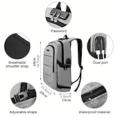 お買い得  整理と収納-1pc 大容量ラップトップ収納バックパック通学屋外キャンプ旅行盗難防止防水スポーツバッグ usb 充電ポート父の日ギフト誕生日ギフト