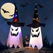 levne Osvětlení rekvizit na Halloween-halloween osvětlený duch led blikající ďábel festivalová dekorace zářící čaroděj duch klobouk světelná dekorace závěsná lucerna halloweenská dekorace světlo party bar atmosféra malý světelný řetězec dýně