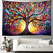 cheap Tree of Life Tapestry-L.T.HOME Tree of Life Hanging Tapestry Stained Glass Colorful Wall Art Large Tapestry Mural Decor Photograph Backdrop Blanket Curtain Home Bedroom Living Room Decoration