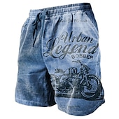 cheap Men&#039;s 3D Sweat Shorts-Men&#039;s Graphic Letter Motorcycle Shorts Summer Shorts Beach Shorts Mid Waist Streetwear Hawaiian Designer Casual Daily Holiday Drawstring Elastic Waist 3D Print Designer Clothing Apparel