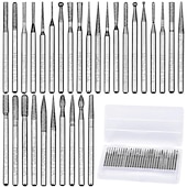 cheap Screw &amp; Nut Drivers-30Pcs Diamond Grinding Burr Needle Point Engraving Carving Polishing For Glass Jade Stone 3mm Drill Bit Rotary Tool Set