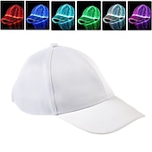 baratos Novidades-Boné de Fibra Óptica com LED e 7 Cores Boné de Beisebol Iluminado Recarregável via USB para Festa Evento Boné de Feriado