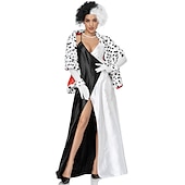 levne Dámské Kostýmy-Sto a jeden dalmatin Cruella de Vil Šaty Cosplay Paruky Maškarní Cosplay kostým Sexy kostým Filmové kostýmy for Dámské Dospělé Plesová maškaráda