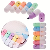 preiswerte Mal-, Zeichen- und Künstlerbedarf-6 Stück/Lot Kapseln Textmarker Vitamin Pille Highlight Marker Farbstifte Zeichnung Spot Liner Schreibwaren Büro Schulbedarf