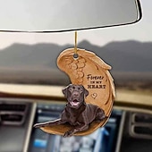 preiswerte Anhänger &amp; Ornamente fürs Auto-Niedlicher Engelsflügel-Hund „Forever in My Heart“ zum Aufhängen, Cartoon-Anhänger, niedlicher Anhänger für Autotasche, Schlüsselanhänger, Auto-Ornamente für Rückspiegel, Innendekoration im Auto