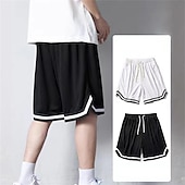 Χαμηλού Κόστους Casual σορτς-Ανδρικά Active Shorts Σορτς μπάσκετ Casual σορτς Τσέπη Κορδόνι Ελαστική μέση Σκέτο Άνεση Moale Causal Καθημερινά Αργίες Αθλήματα Μοντέρνα Μαύρο Λευκό