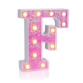 cheap Decorative Lights-LED Letter Lights Light Up Pink Letters Glitter Alphabet Letter Sign Battery Powered for Night Light Birthday Party Wedding Girls Gifts Home Bar Christmas Decoration Pink Letter