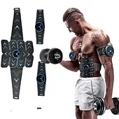 preiswerte Köpermassagegerät-EMS-Bauchmuskeltrainer, Bauch-Elektrostimulator, Elektrostimulation, USB-Ladegerät, Fitness-Heimtraining, Fitnessstudio, Muskelaufbau, Gürtel, Massagegerät