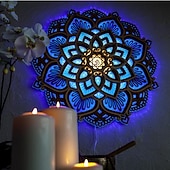 economico Luci decorative-mandala luce notturna lampada decorativa in legno sala yoga luce notturna a led multistrato taglio laser intagliato luce decorazione della parete per la casa soggiorno camera da letto ornamento 1pc