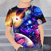 cheap Boy&#039;s 3D Vision &amp; Geometry-Boys 3D Graphic Astronaut T shirt Tee Short Sleeve 3D Print Summer Spring Active Sports Fashion Kids 3-12 Years Outdoor Casual Daily Regular Fit