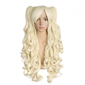 cheap Party Wigs-Wavy Blonde Ponytail Wig for Jean Cosplay Game Princess Golden Anime Hair Wigs with Pigtails Bangs Halloween Wigs