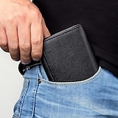 お買い得  カードホルダーとケース-ビンテージ本革 メンズ 三つ折りウォレット コインポケット付き