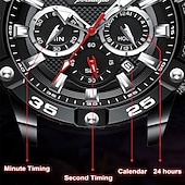 voordelige Quartz-horloges-POEDAGAR Luxe Mannen Polshorloge Sport Chronograaf Silicone Strap Mannen Horloges Waterdicht Luminieuze Datum Heren Quartz Horloge