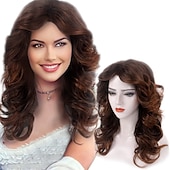 abordables Pelucas históricas-Pelucas rizadas rubias para mujeres, pelucas de cabello sintético natural para mujeres, pelucas de cabello largo de los años 70 y 80 para fiestas disco, pelucas de cabello para mujeres, pelucas de