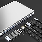 cheap USB Hubs-11 in 1 Type C Dock USB Hub 3.0 Splitter Multiport Adapter 4K HDMI-compatible RJ45 SD/TF VGA PD for MacBook iPad Laptop