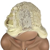 voordelige Historische pruiken-Vinger Golf Perzik Synthetisch Haar voor Vrouwen 1920s Vintage Cosplay Carnaval Feest Dagelijks Gewone Draag Korte Krullende Perzik Halloween Perziken