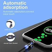 cheap Cell Phone Cables-2023 magnetic USB cable LED magnetic charging cable suitable for iPhone micro USB C type fast charging magnet charger mobile phone cable