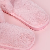 cheap Women's Slippers &amp; Flip-Flops-Women's Plush Fuzzy Open-Toe Slippers – Cozy Indoor Home Shoes with Soft Faux Fur for Winter Comfort