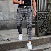 cheap Chinos-Men&#039;s Trousers Chinos Slacks Jogger Pants Plaid Dress Pants Checkered Lattice Soft Full Length Daily Weekend Office / Business Casual / Sporty Light Green Blue Inelastic