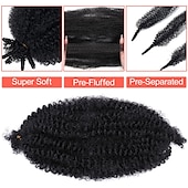 cheap Crochet Hair-Marley Hair 10 Inch 7 Packs Pre Separated Springy Afro Twist Hair Marley Twist Braiding Hair for Faux Locs Crochet Hair Pre Fluffed Spring Twist Hair Synthetic Hair Extensions