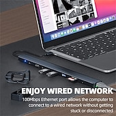levne USB rozbočovače-typ c dokovací stanice pro laptop usb dock hdmi kompatibilní pd rj-45 usb hub adaptér pro macbook hp dell xps lenovo thinkpad asus pc