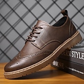 preiswerte Halbformell-Schwarze Oxford-Schuhe aus Kunstleder für Herren – klassische Brogue-Details mit strapazierfähiger Sohle für formelle und legere Kleidung