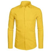 cheap Men&#039;s Dress Shirts-Men&#039;s Dress Shirt Waves Wedding Formal Evening Black White Yellow Red Long Sleeve Classic Collar All Seasons Clothing Apparel Buckle