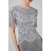 olcso Ruhák-Retró Ordító 20-as évek 1920-as évek Flapper ruha Ruhák A nagy Gatsby Esküvői Vendég Flitter Rojt Jelmez Női Álarcos mulatság Esküvő Esküvői vendég Buli / Este Felnőttek Ruha Hazatérő ruhák