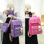 economico Zaini per Bambini e Adolescenti-Set zaino stellato da 4 pezzi per ragazze - include zaino, borsa a tracolla, borsetta e astuccio - disponibile in rosa, viola, blu e nero