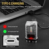 cheap Work Lights-V3 LED Keychain Flashlight with Type-C Rechargeable Torch Mini Keychain LIght with SIde Light Glare Multifunctional Work Light