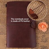 cheap Notebooks &amp; Planners-Classic Retro PU Leather Travel Notebook Personalized Journal Spiral Ring Binder Diary Notepad, Back to School Gift