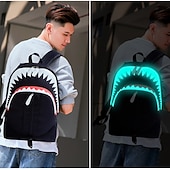 cheap Laptop Bags,Cases &amp; Sleeves-USB function backpack School Bag Men Fashion USB Charging Night Luminous Backpack Shark Laptop Backpack Teenagers School Bag Travel Bag Black