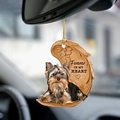 preiswerte Anhänger &amp; Ornamente fürs Auto-Niedlicher Engelsflügel-Hund „Forever in My Heart“ zum Aufhängen, Cartoon-Anhänger, niedlicher Anhänger für Autotasche, Schlüsselanhänger, Auto-Ornamente für Rückspiegel, Innendekoration im Auto