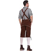 economico pantaloni di pelle-Birra Oktoberfest Costume Lederhosen Camicia Cappello alpino Bavarese Bavarese Tedesco Monaco di Baviera Prati Per uomo Panno in stile tradizionale Blusa Shorts Cappello