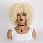 baratos Perucas de festa-perucas afro curtas e cacheadas com franja para mulheres negras perucas afro marrom crespo e cacheado para mulheres negras perucas sintéticas resistentes ao calor perucas marrons fofas perucas de