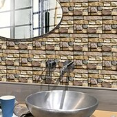 levne Samolepky na zeď-7ks samolepka na stěnu z umělého kamene 3D vinylová tapeta samolepicí květinová domácí dekorace do kuchyně koupelna 5,5x11 palců