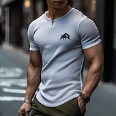 voordelige Vintage T-shirts-Voor heren Wafel T-shirt V-hals Kleding 3D-afdrukken Buiten Dagelijks Sport Korte mouw Modieus Ontwerper Basic