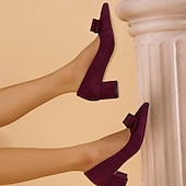 olcso Block Heels-női velúr masnis tömbös sarokpumpák – elegáns és kényelmes irodai, bulikra és különleges alkalmakra
