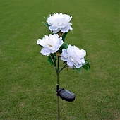 cheap Ground Lights-3 Heads Solar Peony Outdoor Simulation Flower Lamp LED Artificial Flower Ground Lamp  Garden and Courtyard Decorative Lights Holiday Party Decorative Lights