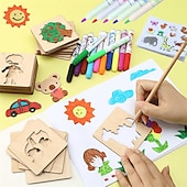 economico pittura, disegno e materiale artistico-20pcs montessori bambini disegno giocattoli in legno modello di pittura fai da te stencil apprendimento giocattoli educativi per il regalo dei bambini, ritorno a materiale scolastico
