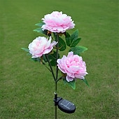 cheap Ground Lights-3 Heads Solar Peony Outdoor Simulation Flower Lamp LED Artificial Flower Ground Lamp  Garden and Courtyard Decorative Lights Holiday Party Decorative Lights