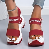 economico Sandali Sportivi-sandali con plateau chunky da donna – sandali sportivi con zeppa neri e bianchi con cinturini regolabili, scarpe estive alla moda per outfit casual e streetwear