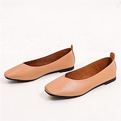 ieftine Pantofi Joși de Damă-balerini negri de damă – pantofi cu slip-on din piele artificială moale pentru lucru, ocazional și purtare zilnică