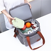 baratos Organizadores para automóveis-lancheira, lancheira isolada de 14l, bolsa térmica expansível de dois andares, bolsa leve à prova de vazamentos com bolso lateral para tecido, terno para homens e mulheres