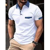 ieftine Polo clasic pentru bărbați-Bărbați Polo cu nasturi Tricou POLO Casual Concediu Rever Manșon scurt Modă De Bază Simplu Clasic Vară Fit regulat Albastru Ceruliu Deschis Negru Alb Albastru Marin Închis Maro Kaki Polo cu nasturi