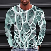olcso 3D pólók-Férfi Grafika Absztrakt Póló Hosszú ujj póló 3D nyomtatás Terített nyak Ing Szüret Divat Dizájn Szabadtéri Napi Sport Kék Bíbor Lóhere Tavasz &amp; Ősz Ruházat S M L XL 2XL 3XL 4 XL