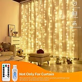 cheap USB String Lights-LED  Curtain String Lights 3x3M-300 LED 8 Modes USB with Remote 9 Colors for Home Room Bedroom Wedding Party Christmas Window Wall DecorationsRoom Decor