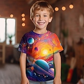 cheap Boy&#039;s 3D Vision &amp; Geometry-Boys 3D Graphic Galaxy Space T shirt Tee Short Sleeve 3D Print Summer Spring Active Sports Fashion Kids 3-12 Years Outdoor Casual Daily Regular Fit